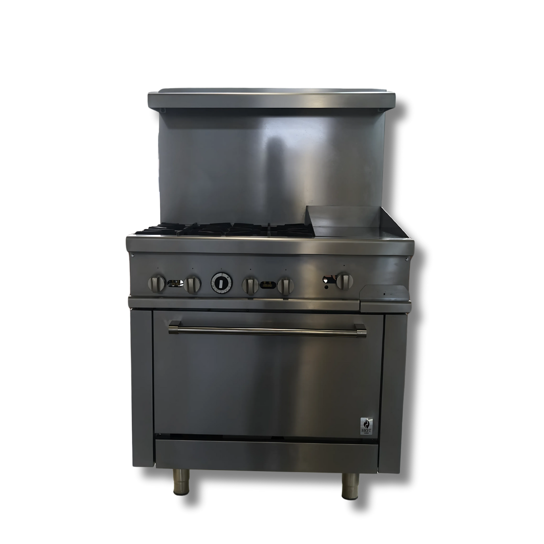 Gas Range 36"w/12" Griddle top with 2 Open Burners HZ-R36-12MG