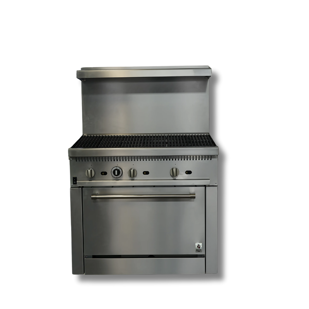 Gas Range with Built-In Convection Oven 36"w/36"Charbroiler top HZ-CR36-36CB