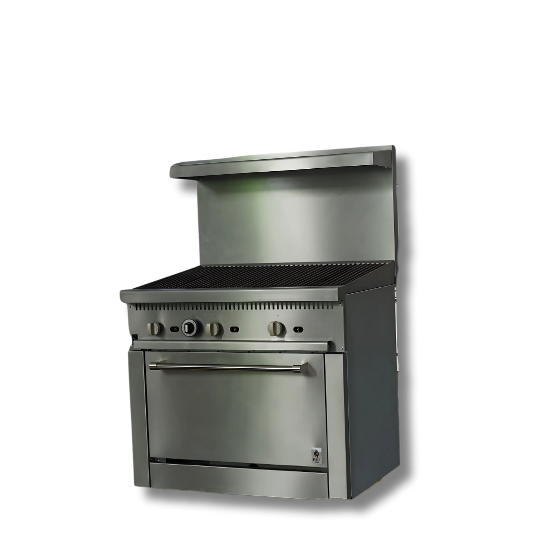 Gas Range with Built-In Convection Oven 36"w/36"Charbroiler top HZ-CR36-36CB