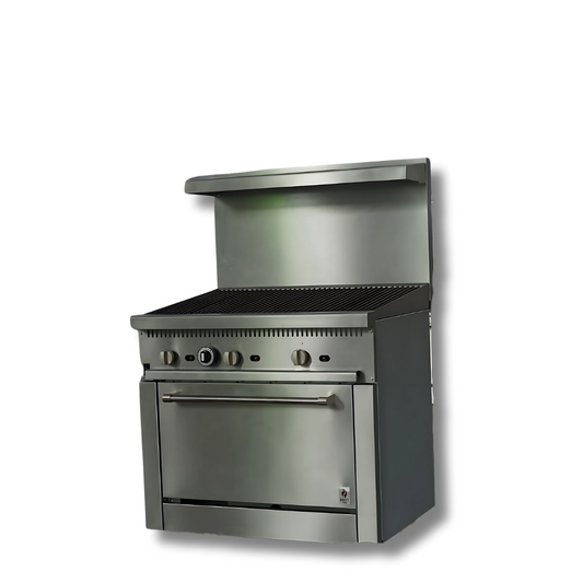 Gas Range with Built-In Convection Oven 36"w/36"Charbroiler top HZ-CR36-36CB