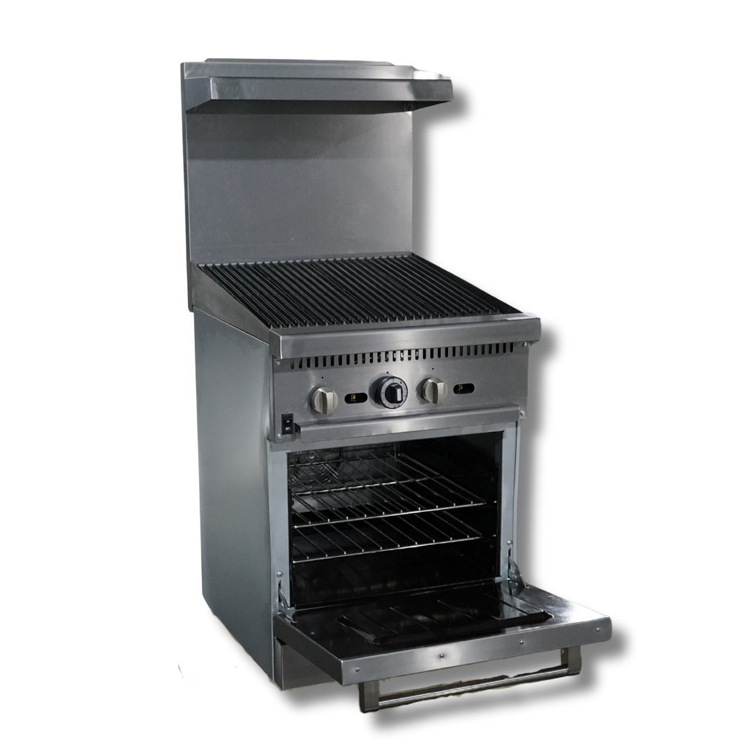 Gas Range with Built-In Convection Oven 24"w/24"Charbroiler top HZ-CR24-24CB