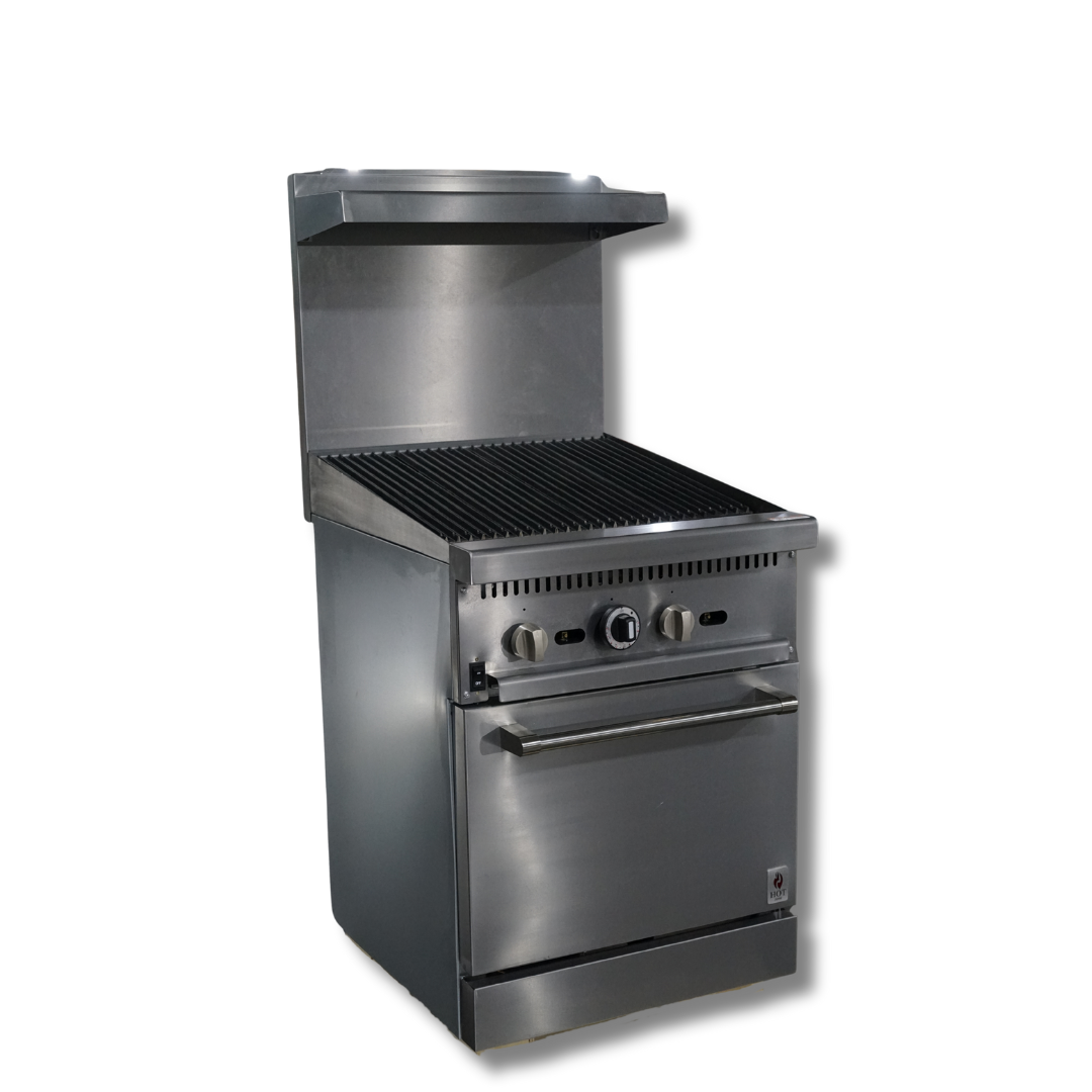 Gas Range with Built-In Convection Oven 24"w/24"Charbroiler top HZ-CR24-24CB