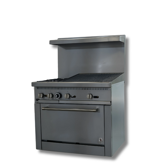 Gas Range with Built-In Convection Oven 36"w/24"Charbroiler top HZ-CR36-24CB