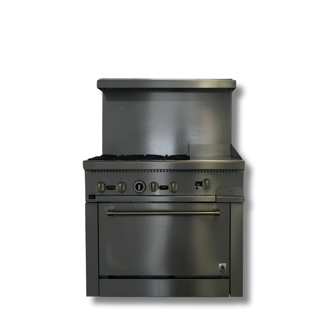 Gas Range with Built-In Convection Oven 36"w/12" Griddle top HZ-CR36-12MG