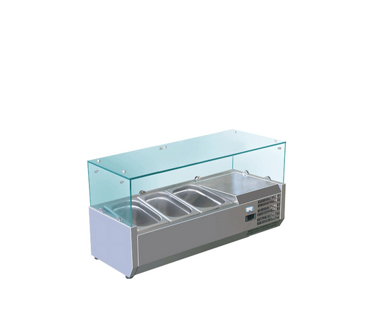 Refrigerated Topping Rail with Glass Guard COLD ZONE TR-48XG